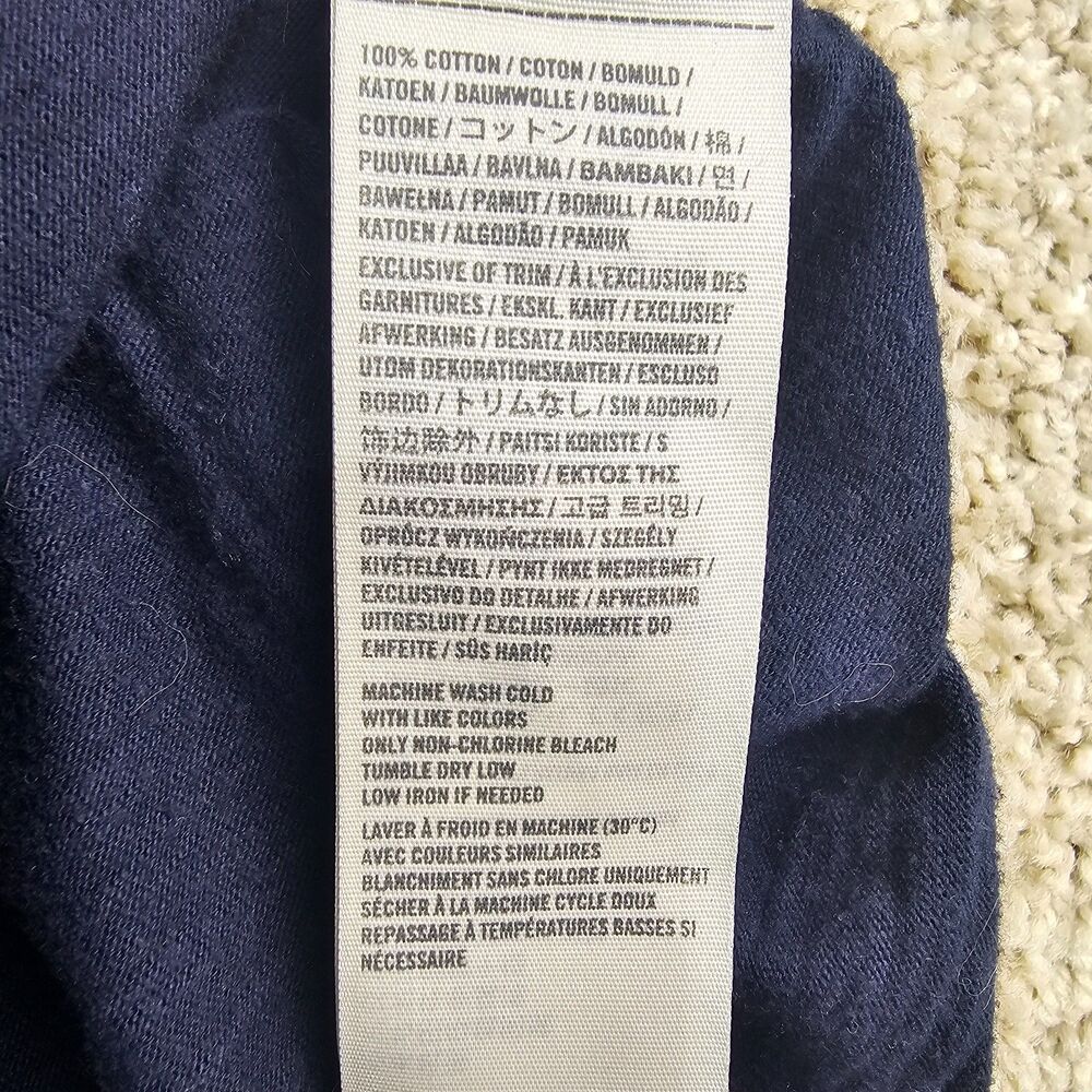 Hollister Navy Blue V-Neck T-Shirt Size Women's S Cotton Slim Fit Y2K Logo Tee - Picture 5 of 9